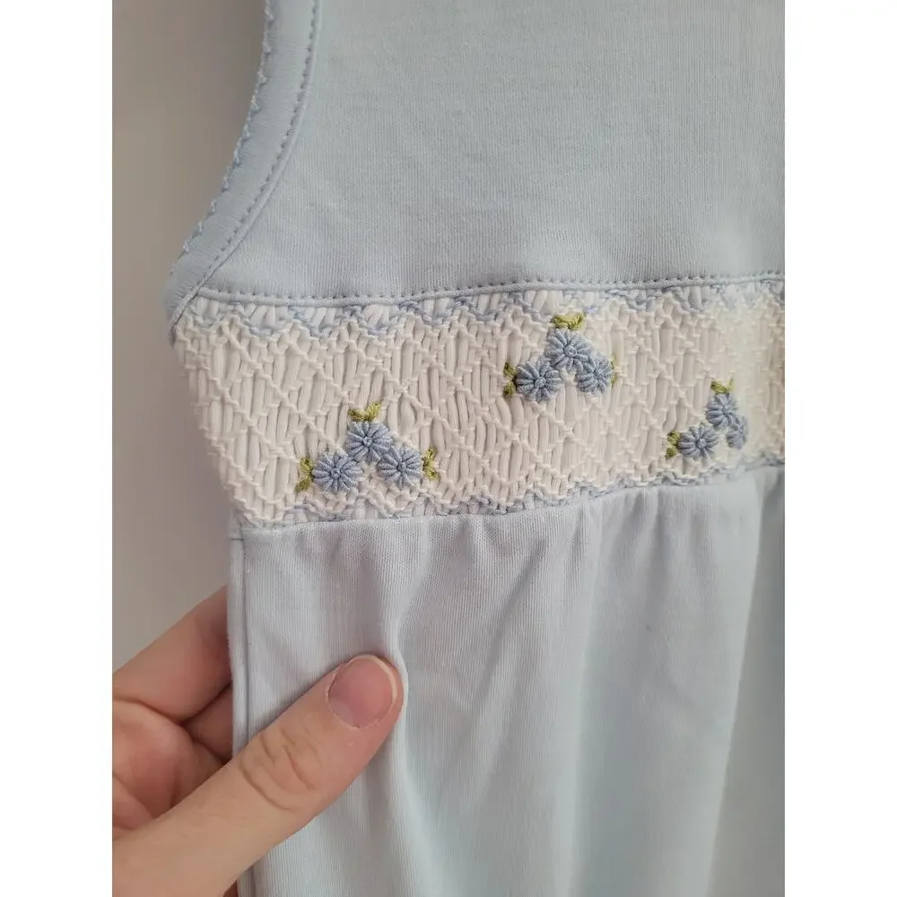 NWT Miocotton Luxury Light Blue Hand-Smocked Pima Cotton Bubble Romper 2T